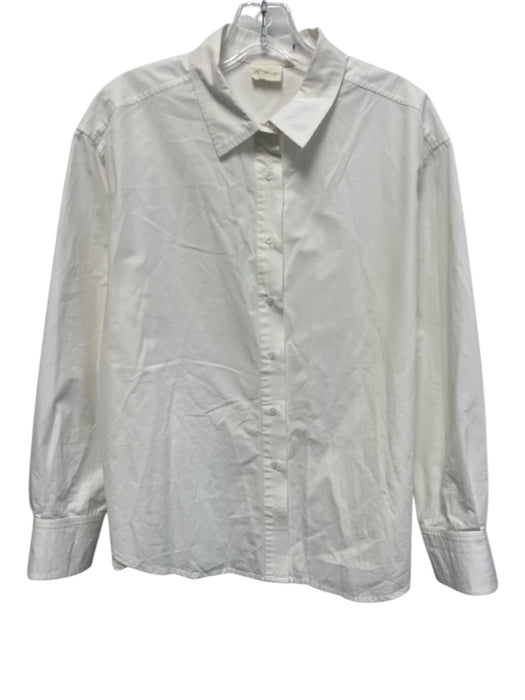 Julia Amory Size M White Cotton Long Sleeve Buttons Collar Blouse Top White / M