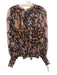 Ulla Johnson Size 10 Purple, Orange, Black Silk & Lurex Long puff sleeve Top Purple, Orange, Black / 10