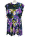 Marie Oliver Size L Purple, Blue, Green Rayon & Silk Ruffle Cap Sleeve Dress Purple, Blue, Green / L