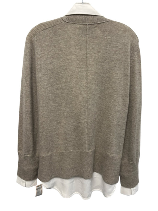 Brochu Walker Size S Beige & White Cashmere Knit Buttons Collar Sweater Beige & White / S