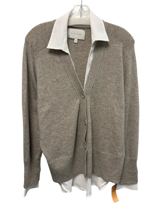 Brochu Walker Size S Beige & White Cashmere Knit Buttons Collar Sweater Beige & White / S