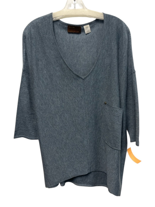 Kerisma Size M/L Blue Acrylic & Nylon 1/2 Sleeve V Neck Knit Pockets Sweater Blue / M/L