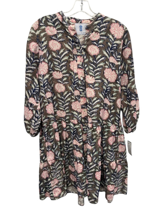 CJ Laing Size Est M/L Brown & Multi Long Sleeve Floral Corduroy Button up Dress Brown & Multi / Est M/L