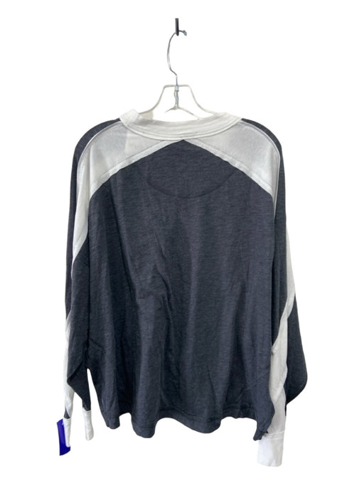 FP Movement Size M Gray & White Cotton Blend Long Sleeve Ribbed Detail Top Gray & White / M