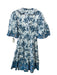 Love The Label Size M Blue & White Cotton Floral Wrap Tiered Dress Blue & White / M