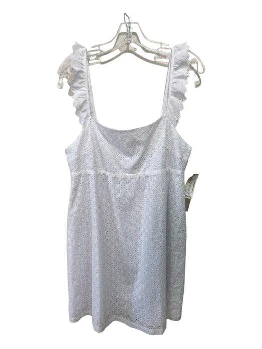 Koch Size L White Cotton Eyelet Sleeveless Back Zip Mini Dress White / L