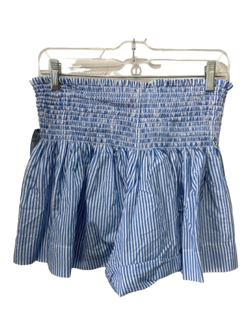 Koch Size M Blue & White Cotton Smocked Waist Band Striped Flowy Shorts Blue & White / M