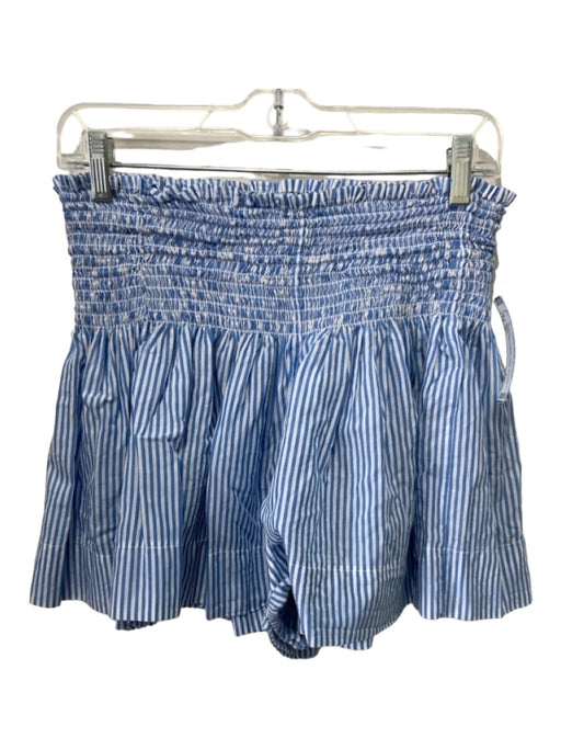 Koch Size M Blue & White Cotton Smocked Waist Band Striped Flowy Shorts Blue & White / M