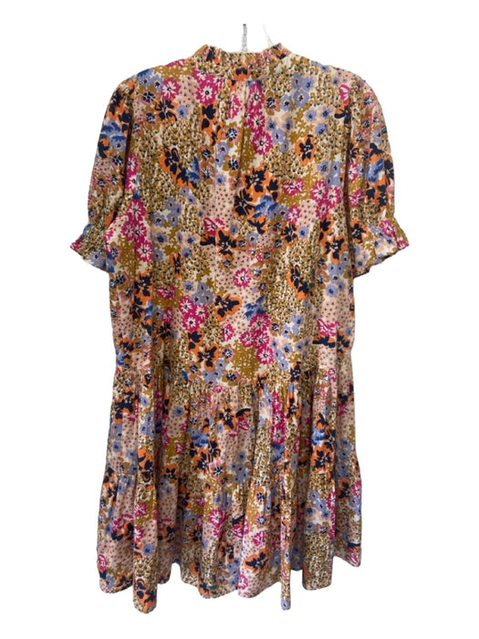 Apiece Apart Size L Green & Multi Cotton Floral Button Front Floral Dress Green & Multi / L