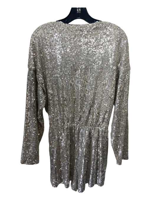 endless rose Size S Silver Polyester All Over Sequins Surplice Romper Silver / S