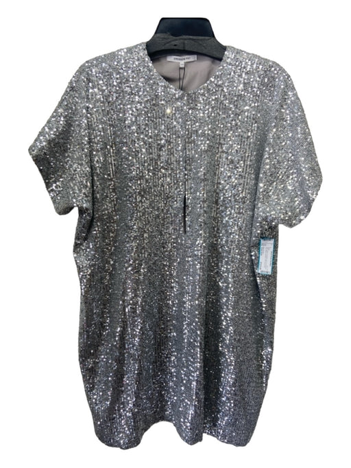 Emerson Fry Size One Size Silver Polyester All Over Sequins Cap Sleeve Dress Silver / One Size