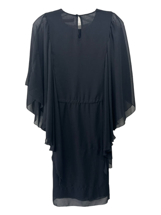 See By Chloe Size 40 Black Polyester Cape Sleeve Drawstring Waist Dress Black / 40