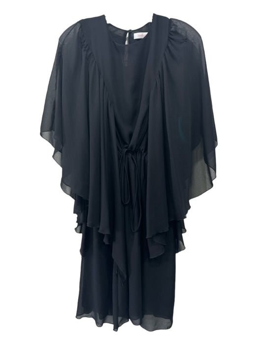 See By Chloe Size 40 Black Polyester Cape Sleeve Drawstring Waist Dress Black / 40