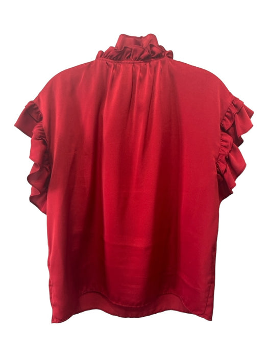 Koch Size M Red Polyester Ruffle Cap Sleeve Ruffle Neckline 1/2 Button Top Red / M