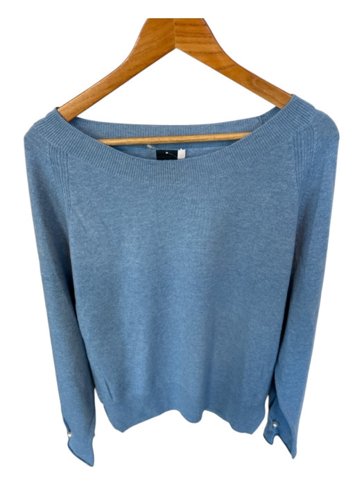 SOH Size L Blue Cashmere & Wool Faux Pearl Long Sleeve Sweater Blue / L