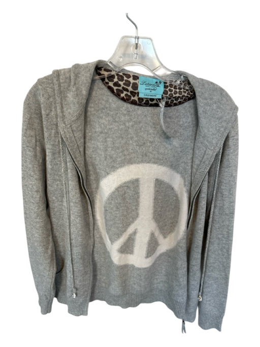 Letarte Size M Gray Cashmere Hood Full ZIp Peace Sign Jacket Gray / M