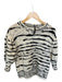 Ulla Johnson Size L Cream & Black Merino Wool Knit Long Balloon Sleeve Sweater Cream & Black / L