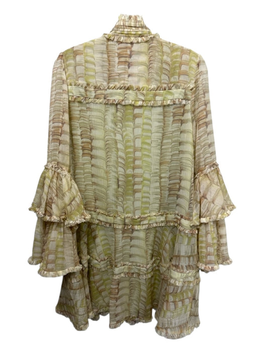 Alexis Size L Mint Green, Tank & Yellow Polyester Shear Abstract Print Dress Mint Green, Tank & Yellow / L