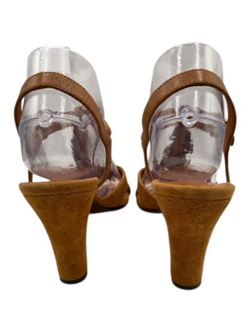 Chie Mihara Shoe Size 38 Tan Brown Suede open toe Fringe Ankle Strap Pumps Tan Brown / 38