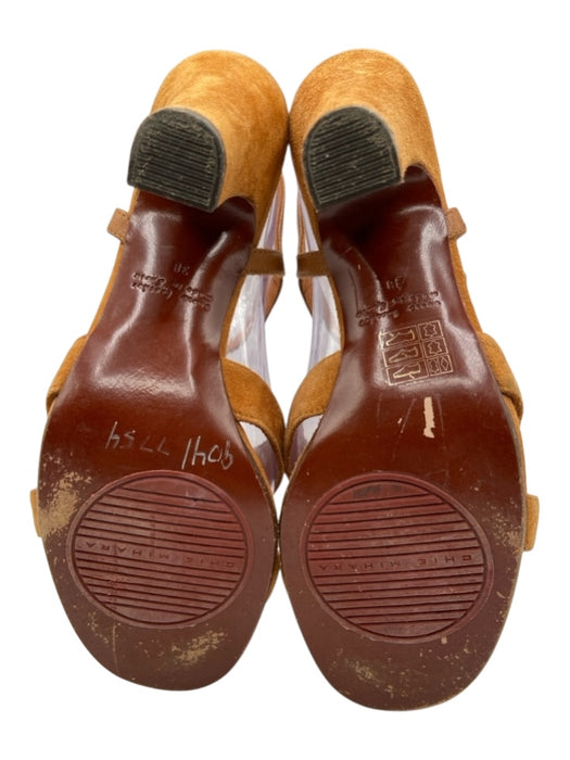 Chie Mihara Shoe Size 38 Tan Brown Suede open toe Fringe Ankle Strap Pumps Tan Brown / 38