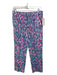 Lilly Pulitzer Size M Navy & Multi Cotton Blend Elastic Drawstring Floral Pants Navy & Multi / M