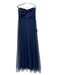 Lulus Size XL Navy Polyester Strapless Bow Tulle Skirt Velvet Gown Navy / XL