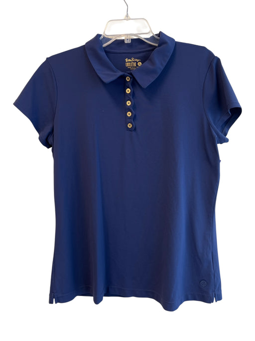 Lilly Pulitzer Size XL Navy Nylon & Spandex Collar Short Sleeve Polo Top Navy / XL