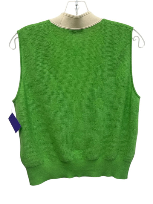 Sandro Size 3 Green & White Wool & Cashmere Knit stars Sleeveless Button up Top Green & White / 3