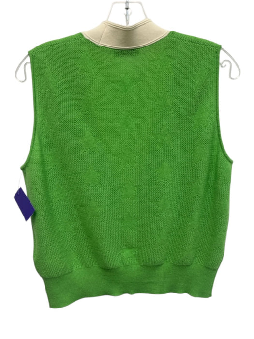 Sandro Size 3 Green & White Wool & Cashmere Knit stars Sleeveless Button up Top Green & White / 3
