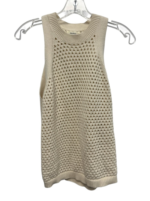 Hartford Size 1 White Cotton Sleeveless Open Knit high neck Top White / 1