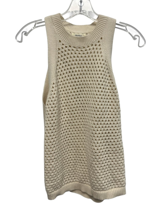 Hartford Size 1 White Cotton Sleeveless Open Knit high neck Top White / 1