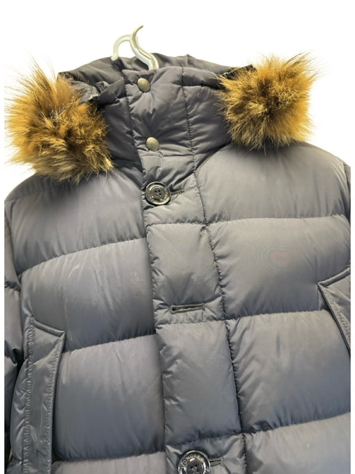 Moncler AS IS Navy Blue Polyamide Pockets Fur Lining Men's Coat Navy Blue / 3