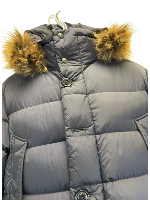 Moncler AS IS Navy Blue Polyamide Pockets Fur Lining Men's Coat Navy Blue / 3
