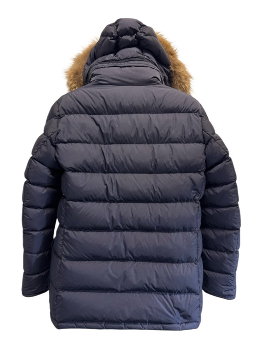 Moncler AS IS Navy Blue Polyamide Pockets Fur Lining Men's Coat Navy Blue / 3