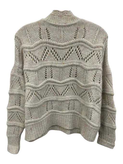 Autumn Cashmere Size S White, Pink, Yellow Cashmere High Neck Open Knit Sweater White, Pink, Yellow / S