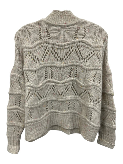 Autumn Cashmere Size S White, Pink, Yellow Cashmere High Neck Open Knit Sweater White, Pink, Yellow / S