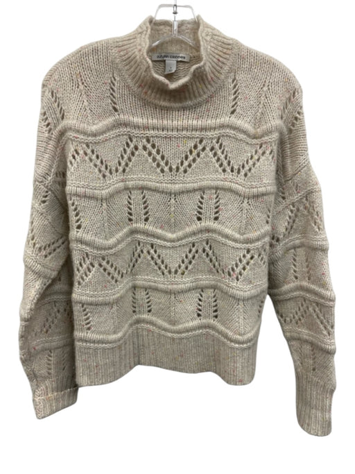 Autumn Cashmere Size S White, Pink, Yellow Cashmere High Neck Open Knit Sweater White, Pink, Yellow / S