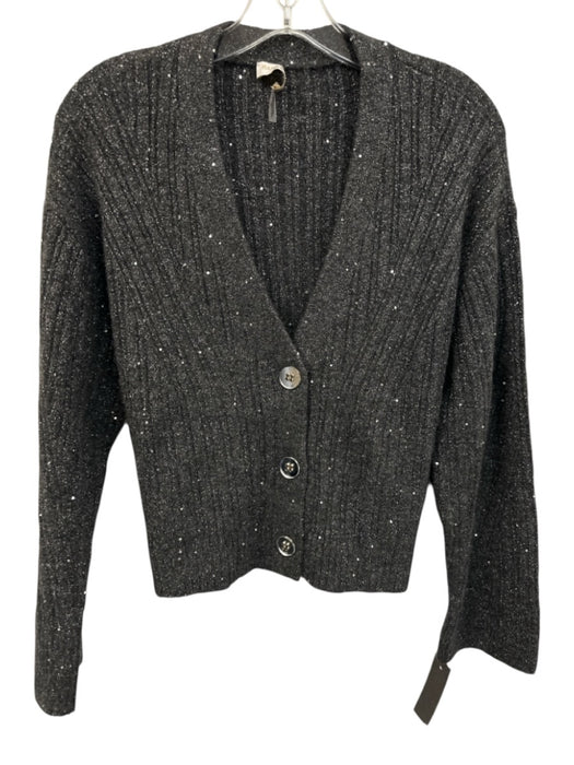 Ramy Brook Size S Gray & Silver Wool & Polyamide Blend Sequins Metallic Cardigan Gray & Silver / S