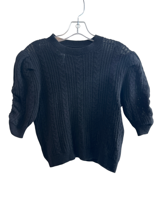 Frame Size Small Black Cashmere Round Neck Half Sleeve Knit Top Black / Small