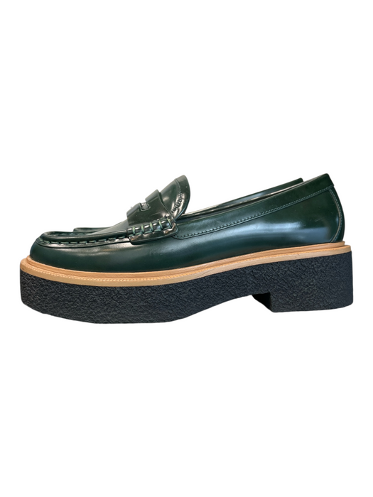 Loeffler Randall Shoe Size 8 Green Leather Lug Sole Square Toe Shoes Green / 8