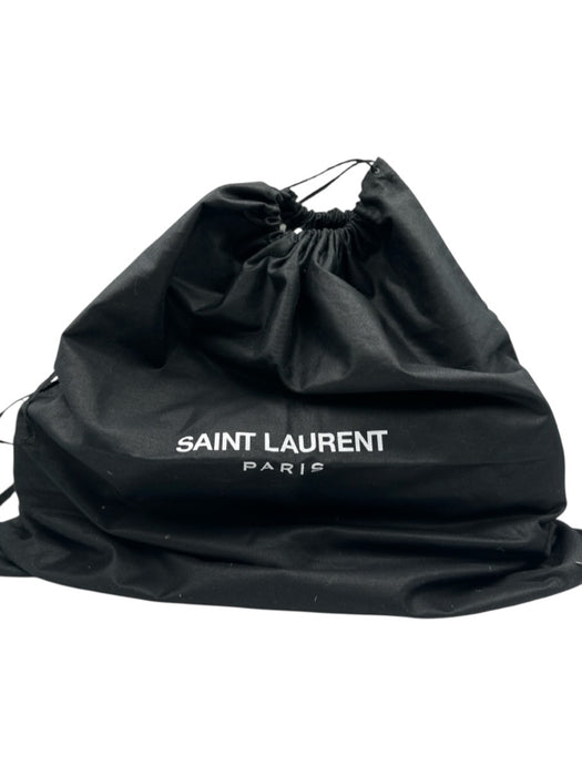 Saint Laurent Black Leather Silver Hardware Handle Feet Grain Leather Bag Black / M