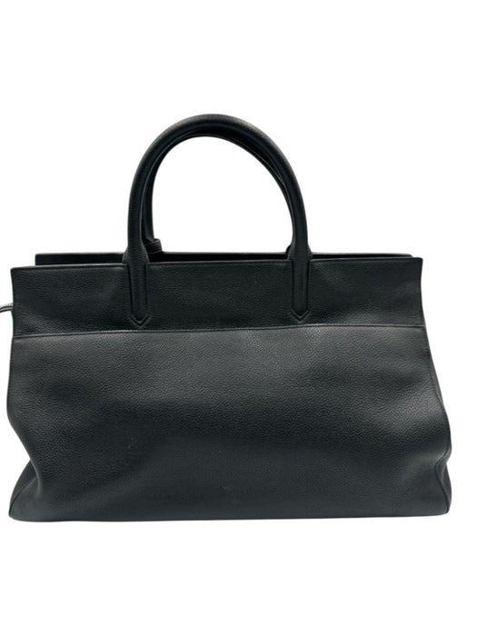 Saint Laurent Black Leather Silver Hardware Handle Feet Grain Leather Bag Black / M