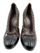 Chanel Shoe Size 38 Brown & Black Leather Patent Cap Toe Scrunch Detail Pumps Brown & Black / 38