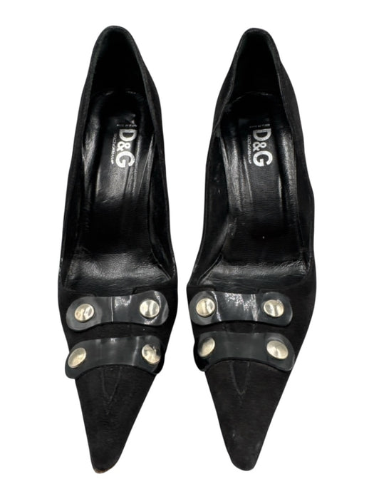 Dolce & Gabbana Shoe Size 38 Black Suede Silver Hardware Pointed Toe Pumps Black / 38