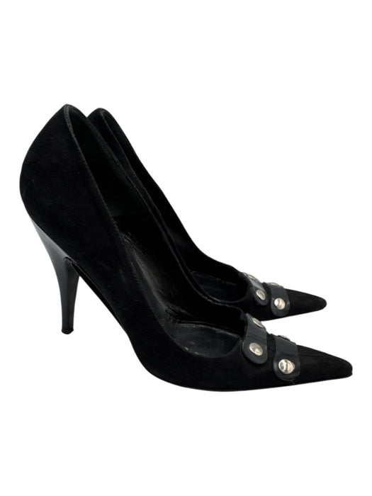 Dolce & Gabbana Shoe Size 38 Black Suede Silver Hardware Pointed Toe Pumps Black / 38