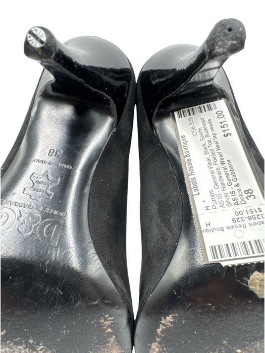 Dolce & Gabbana Shoe Size 38 Black Suede Silver Hardware Pointed Toe Pumps Black / 38