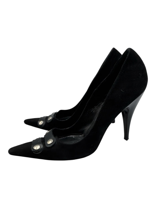 Dolce & Gabbana Shoe Size 38 Black Suede Silver Hardware Pointed Toe Pumps Black / 38