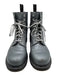 Dr Marten Shoe Size 8 Blue Silver Leather Combat Metallic Boots Blue Silver / 8