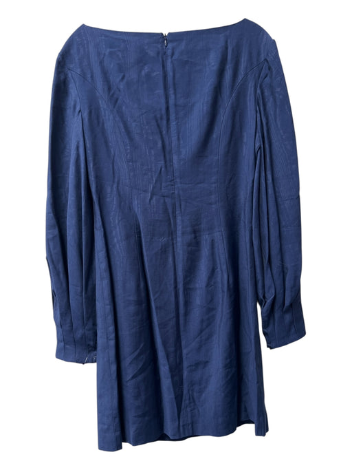 Trina Turk Size 6 Navy Rayon Blend Wide Neck Back Zip Long Pleated Sleeve Dress Navy / 6