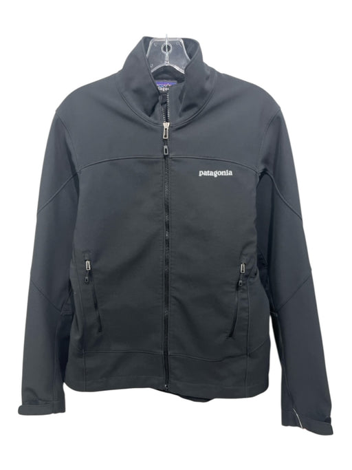 Patagonia Size M Black Polyester Blend High Neck Front Zip Pocketed Jacket Black / M
